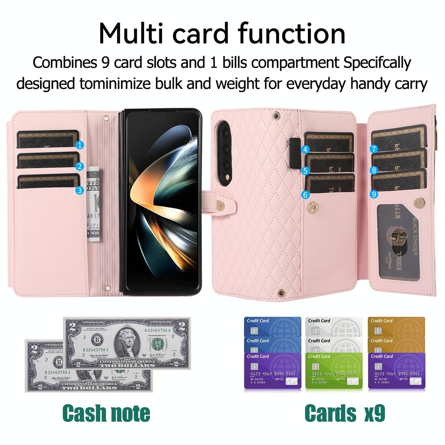 Foldable Diamond Lattice Phone Case for Samsung Galaxy z Fold 4 - Pink