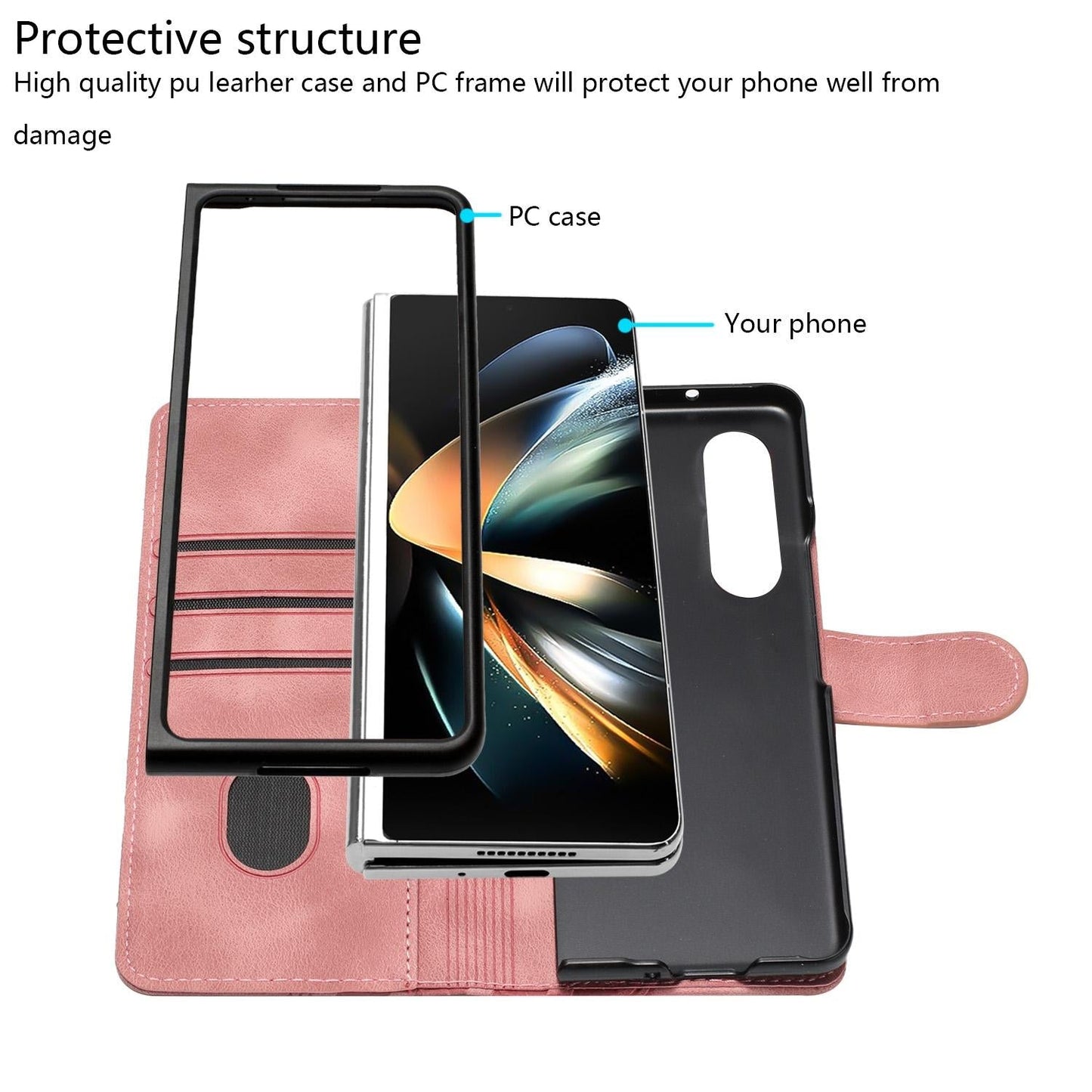 Embossed Elephant Head Phone Case for Samsung Galaxy z Fold 4 5g with Lanyard - Royal Blue