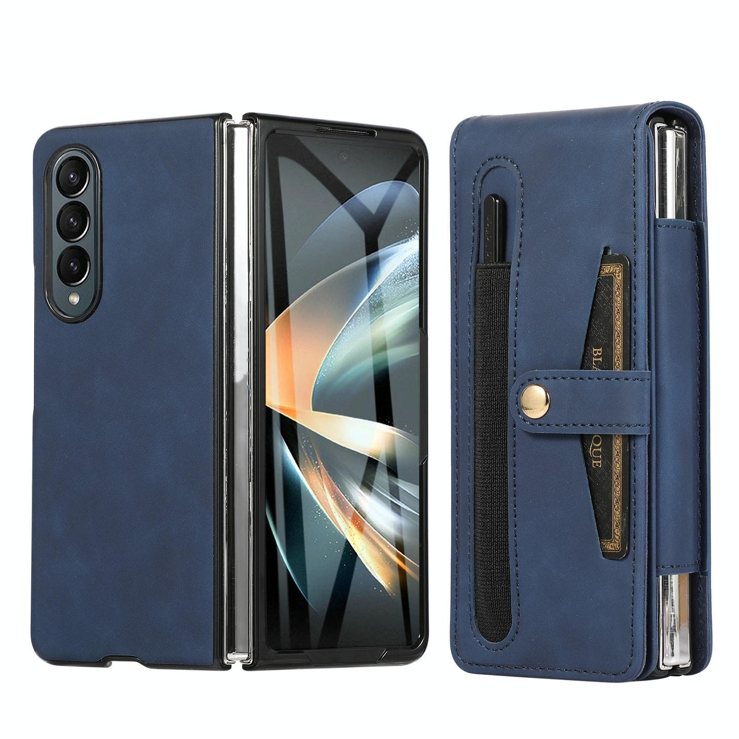 Shockproof Foldable Leather Case with Stylus for Samsung Galaxy z Fold 4 / 5g - Blue