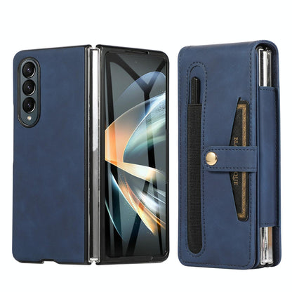 Shockproof Foldable Leather Case with Stylus for Samsung Galaxy z Fold 4 / 5g - Blue