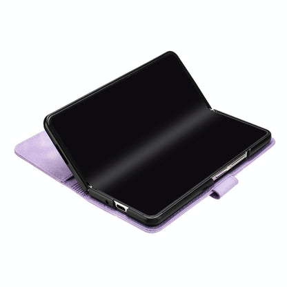 Smooth Leather Phone Case for Samsung Galaxy z Fold 4 - Line Pattern - Black