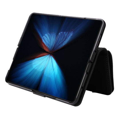 Frosted Leather Zip Wallet for Samsung Galaxy z Fold 4 - Compact and Stylish - Coffee