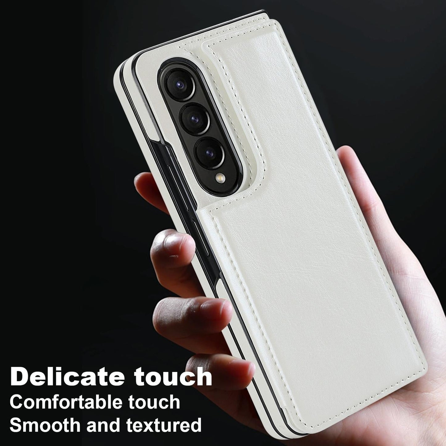 Foldable Phone Case with Double Buckle Card Slot for Samsung Galaxy z Fold4 - Brown