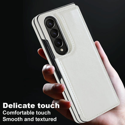 Foldable Phone Case with Double Buckle Card Slot for Samsung Galaxy z Fold4 - Brown