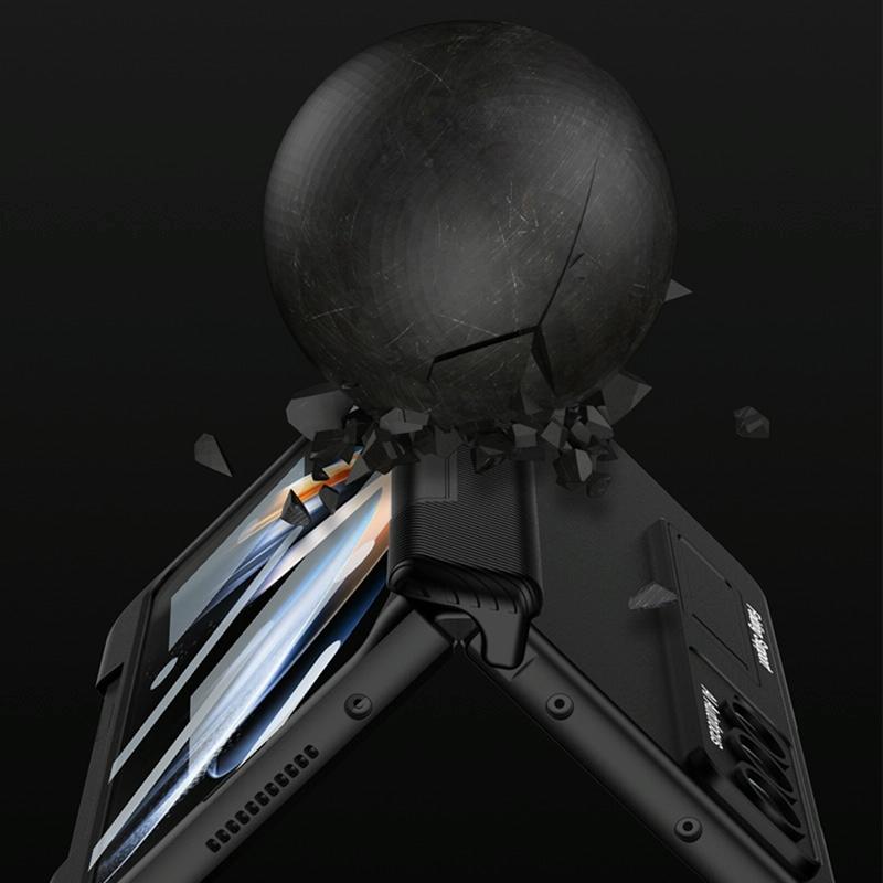 Foldable Phone Case with Magnetic Closure and Pen Slot for Samsung Galaxy z Fold 4 - Compact and Convenient - Grey