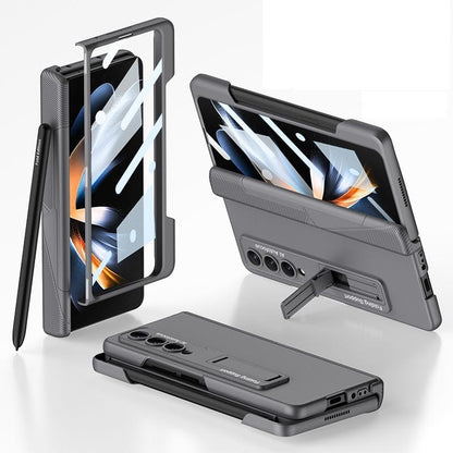 Foldable Phone Case with Magnetic Closure and Pen Slot for Samsung Galaxy z Fold 4 - Compact and Convenient - Grey