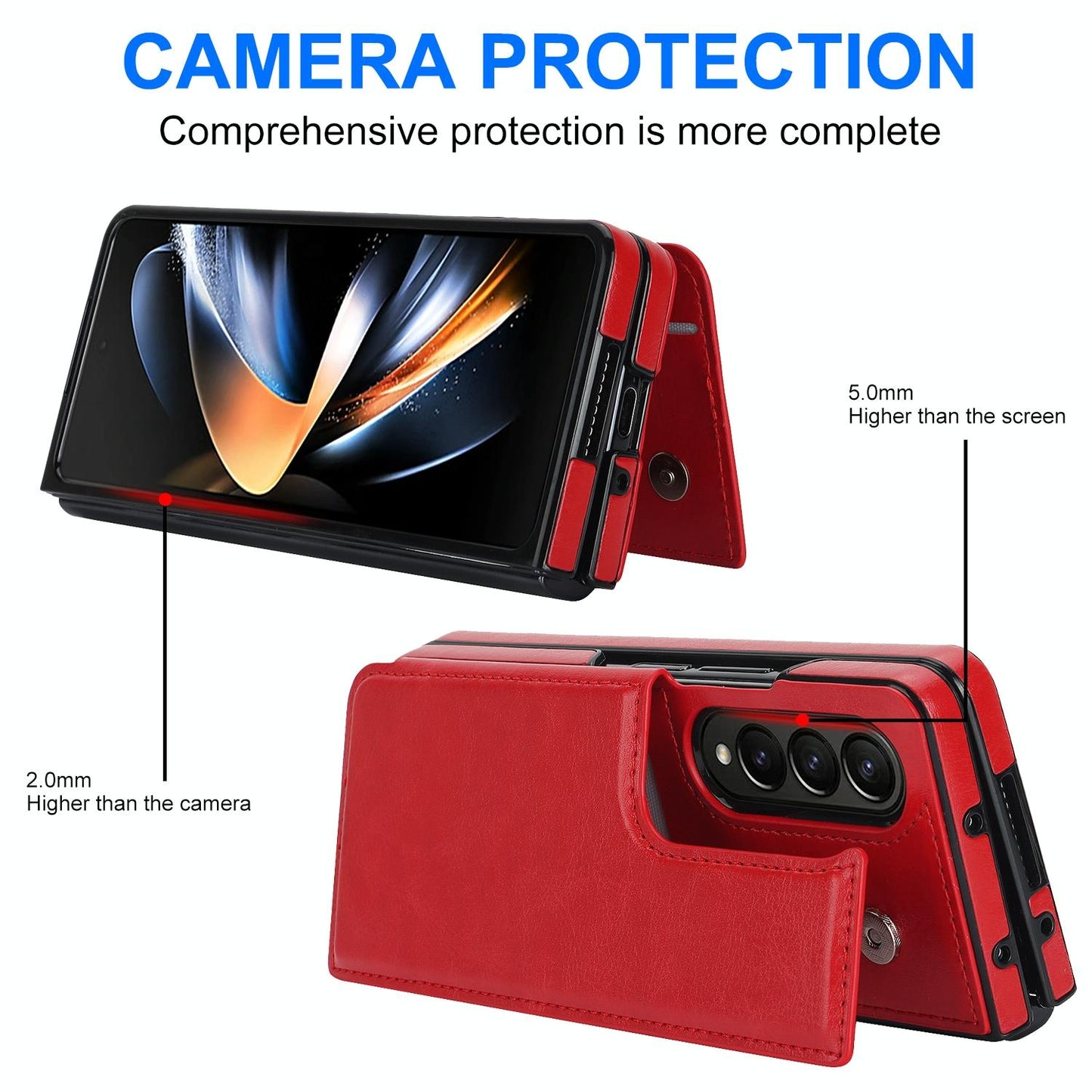Full Coverage Double Buckle Phone Case for Samsung Galaxy z Fold 4 - Red