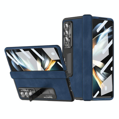 Magnetic Phone Case for Samsung Galaxy z Fold 4 - Napa Pattern - Royal Blue