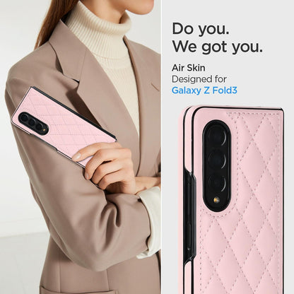 Foldable Microfiber Phone Case for Samsung Galaxy z Fold 4 - Rhombic Design - White