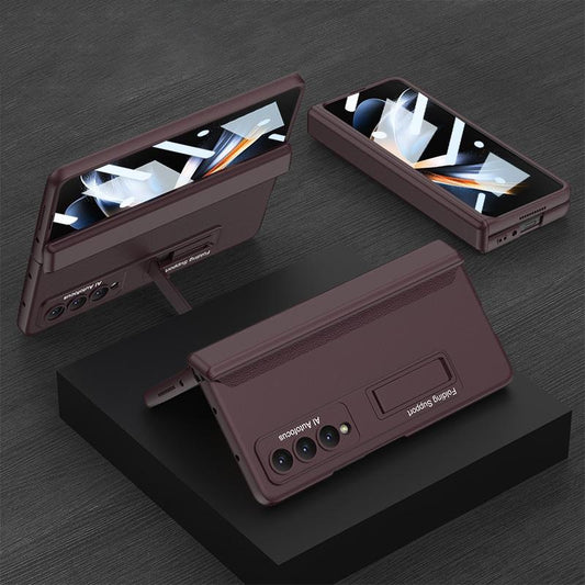 Foldable Magnetic Hinge Case for Samsung Galaxy z Fold 4 - Compact Design - Wine Red