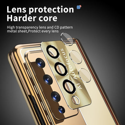 Shockproof Aluminum Double Hinge Case for Samsung Galaxy z Fold 4 - Champagne Gold