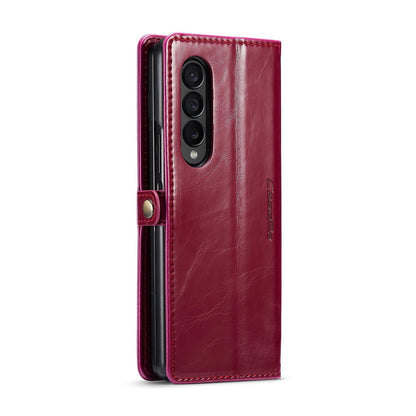 Premium Crazy Horse Leather Phone Case for Samsung Galaxy z Fold 4 - Red