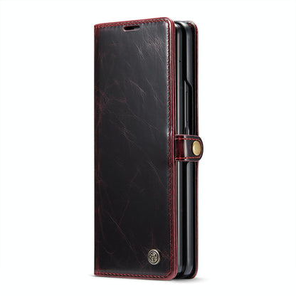 Premium Crazy Horse Leather Phone Case for Samsung Galaxy z Fold 4 - Red