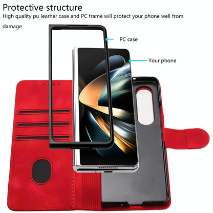 Smooth Leather Phone Case for Samsung Galaxy z Fold 4 - Line Pattern - Royal Blue