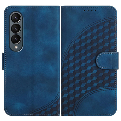 Embossed Elephant Head Phone Case for Samsung Galaxy z Fold 4 5g with Lanyard - Light Blue