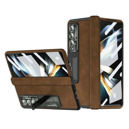 Magnetic Phone Case for Samsung Galaxy z Fold 4 - Napa Pattern - Brown