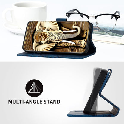 Embossed Elephant Head Phone Case for Samsung Galaxy z Fold 4 5g with Lanyard - Coffee