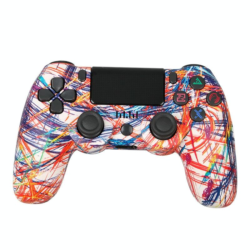 Wireless Bluetooth Game Controller for Ps4 with Dual Vibration and Light Strip - Wood Grain