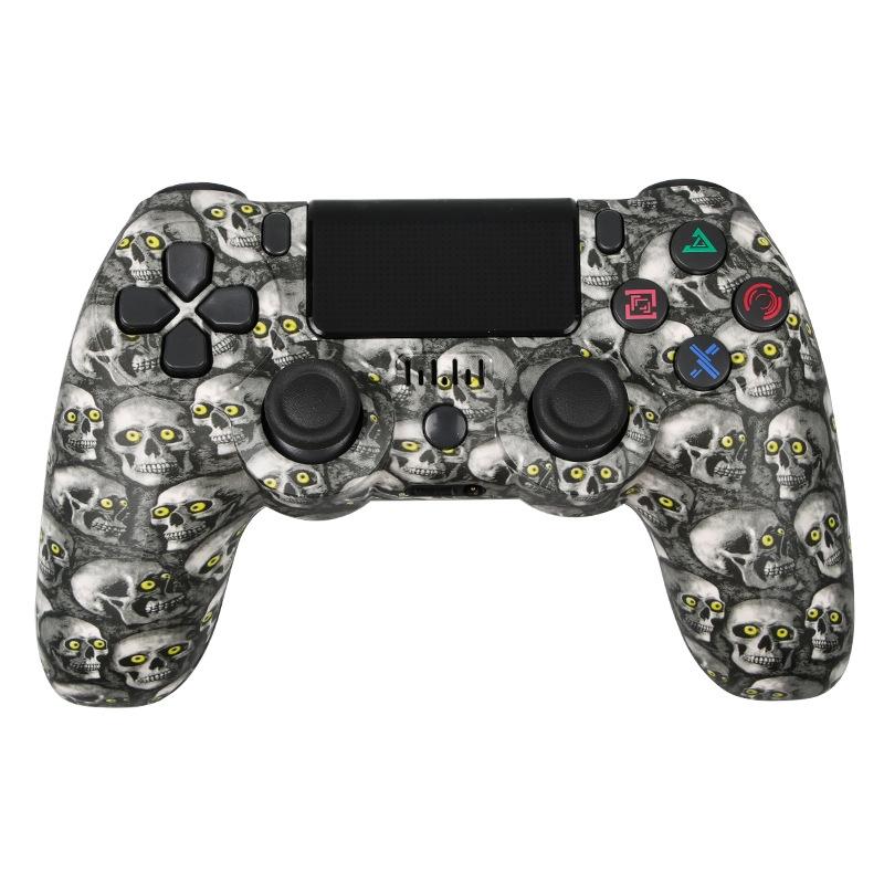 Wireless Bluetooth Game Controller for Ps4 with Dual Vibration and Light Strip - Green Eye Skull