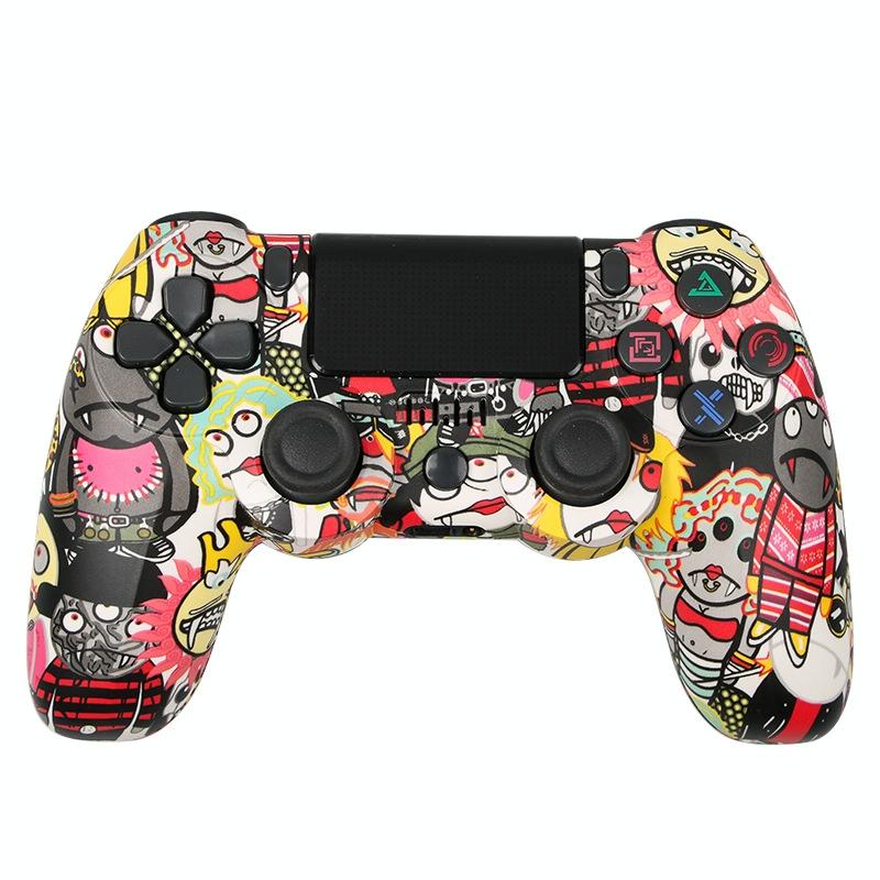 Wireless Bluetooth Game Controller for Ps4 with Dual Vibration and Light Strip - Camouflage Blue