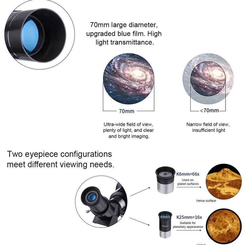 High Definition Astronomical Telescope with Tripod and Phone Clip - White