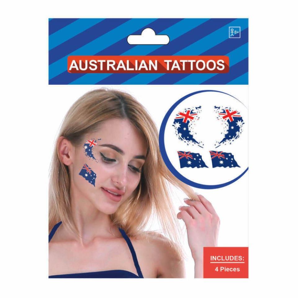 4pcs Australian Flag Face Tattoos Anzac Australia Day Soccer Tennis