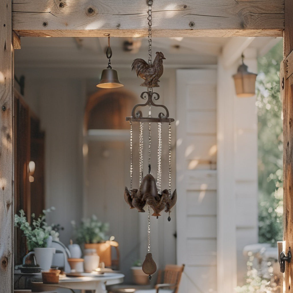 Cast-Iron Bell w Hanging Chooks 82cm