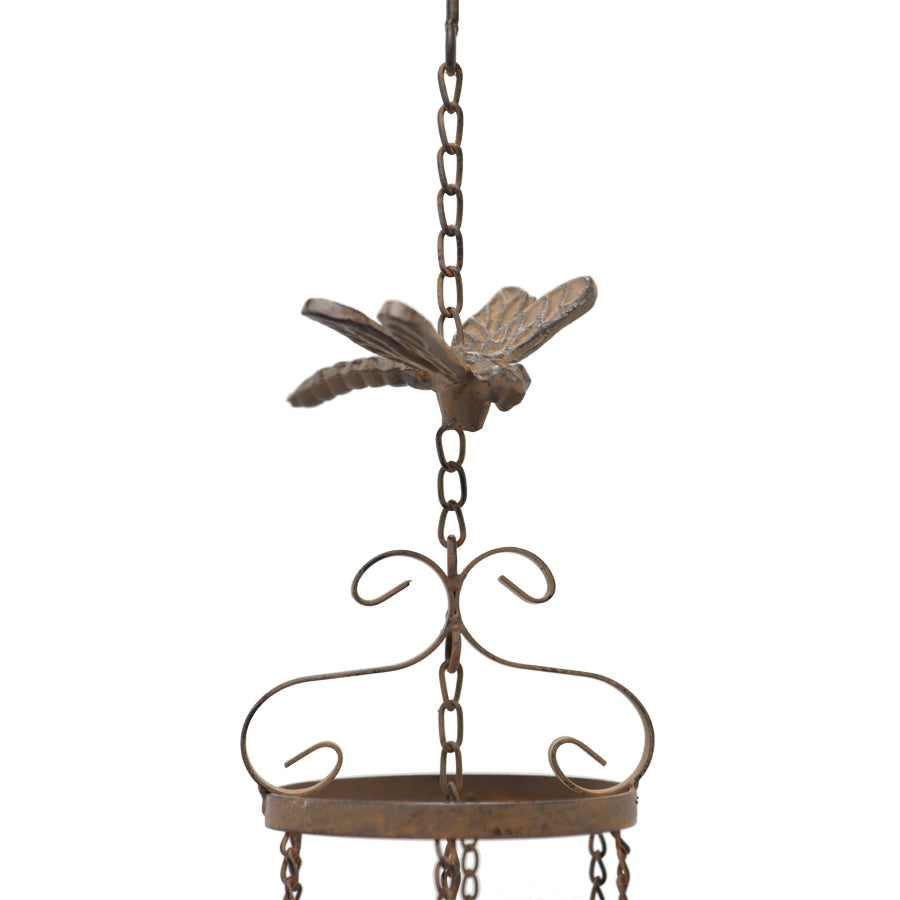 Hanging Cast Iron Dragonflies Chime w Bell 76cm