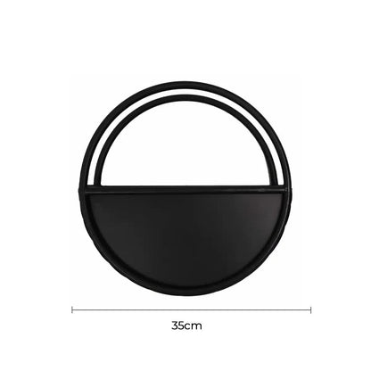 Premium Floating Half Moon / Semi Circle Metal Wall Planter | Onyx Black 35cm