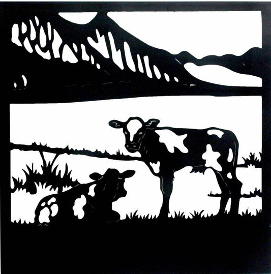 Cows In The Paddock Square Wall Art 98cm