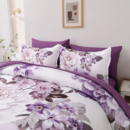 Elegant Floral Comforter Set, King Size, Warm Quilted Bedding with Pillowcases