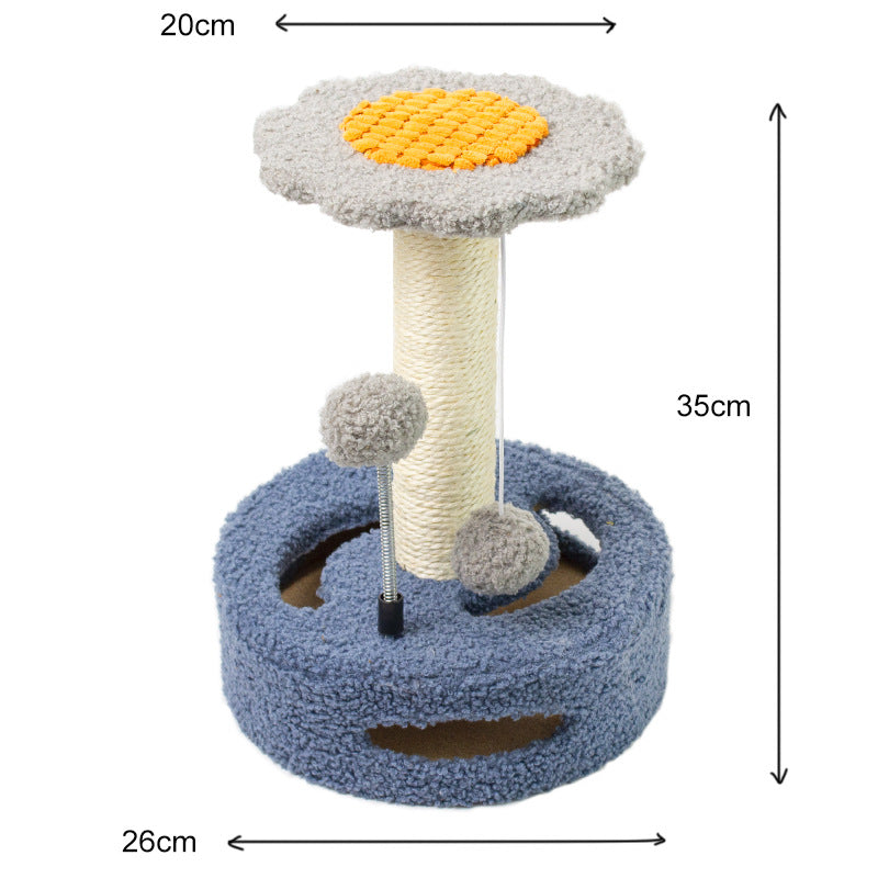 Blue-grey Cat Scratching Post with Playful Ball Toys
