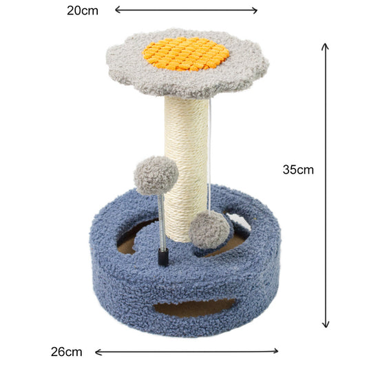 Blue-grey Cat Scratching Post with Playful Ball Toys