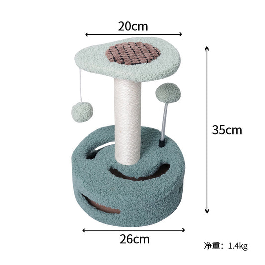 Avocado Interactive Cat Scratching Post with Playful Ball Toys, Flower Design - 35cm Height, 26cm Base