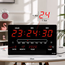 Large 12-Inch LED Digital Clock with Temperature Display & Mirror Finish - Perfect for Modern Homes