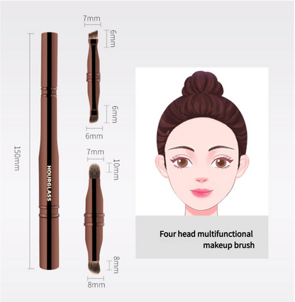 Versatile 4-in-1 Portable Makeup Brush  - Eyeshadow & Eyebrow Brushes for Flawless Looks
