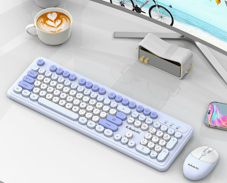 Blue Punk Color Wireless 2.4G Keyboard and Mouse Combo - Ergonomic Design with Long Battery Life