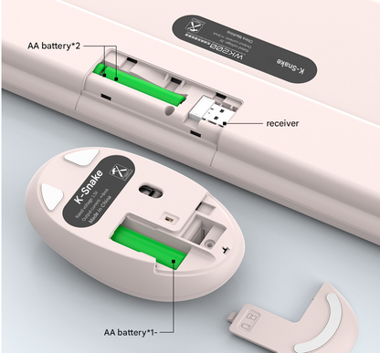 Blue Punk Color Wireless 2.4G Keyboard and Mouse Combo - Ergonomic Design with Long Battery Life