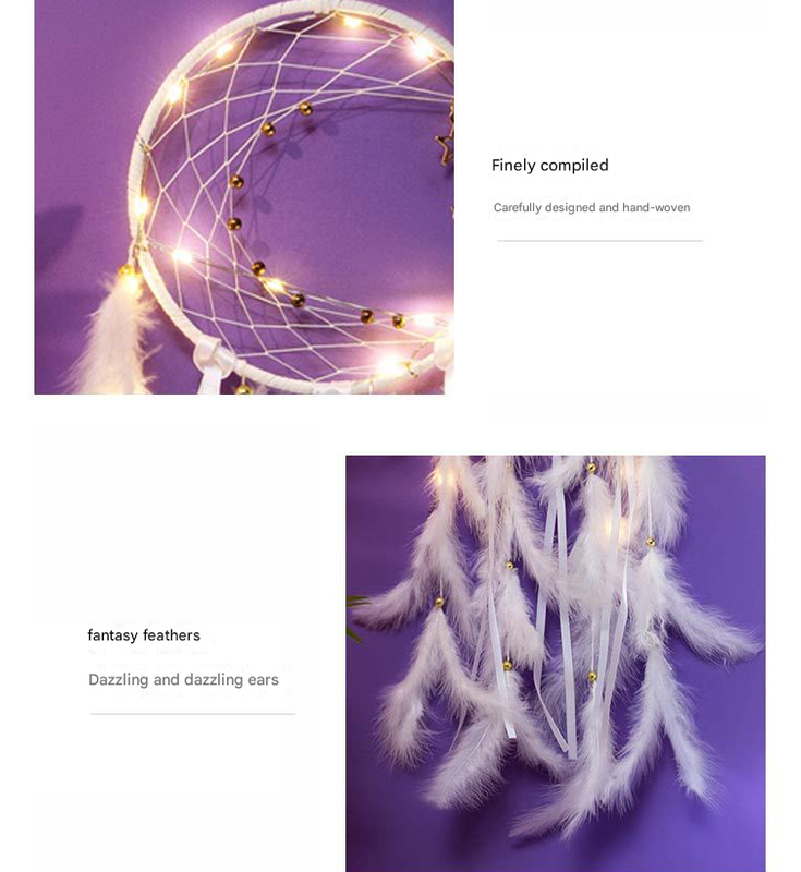 Blue With light 2 PCS Mystic Moon Dreamcatcher Wind Chime Pendant - Elegant Lunar Design with Soothing Tones