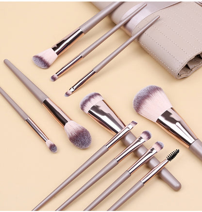 Champagne 11 Pcs Makeup Brush Set - Complete Brush Kit with Travel Case