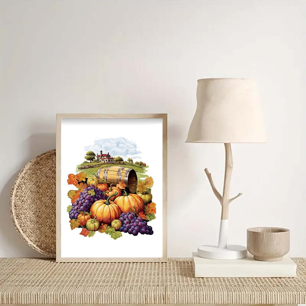 Purple grapes Thanksgiving Wooden Puzzle - Vegetable & Fruit Design, Home Decor, Educational Toy (Size L)