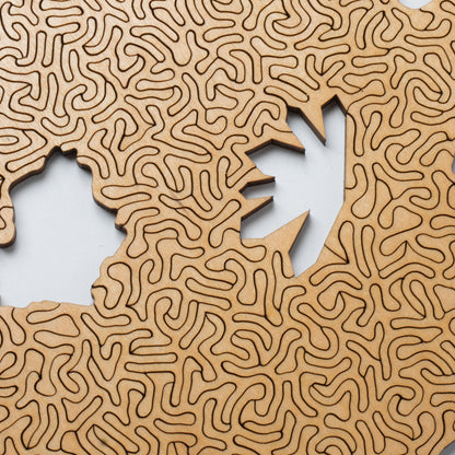 Blue Algorithmic Agate Jigsaw Puzzle - 164 Unique Wooden Pieces