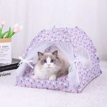 L 50*50CM 15 Catties Within The Pet Purple Cat Cooling Summer Pet Tent - Portable Foldable Breathable Outdoor Cat House Shelter
