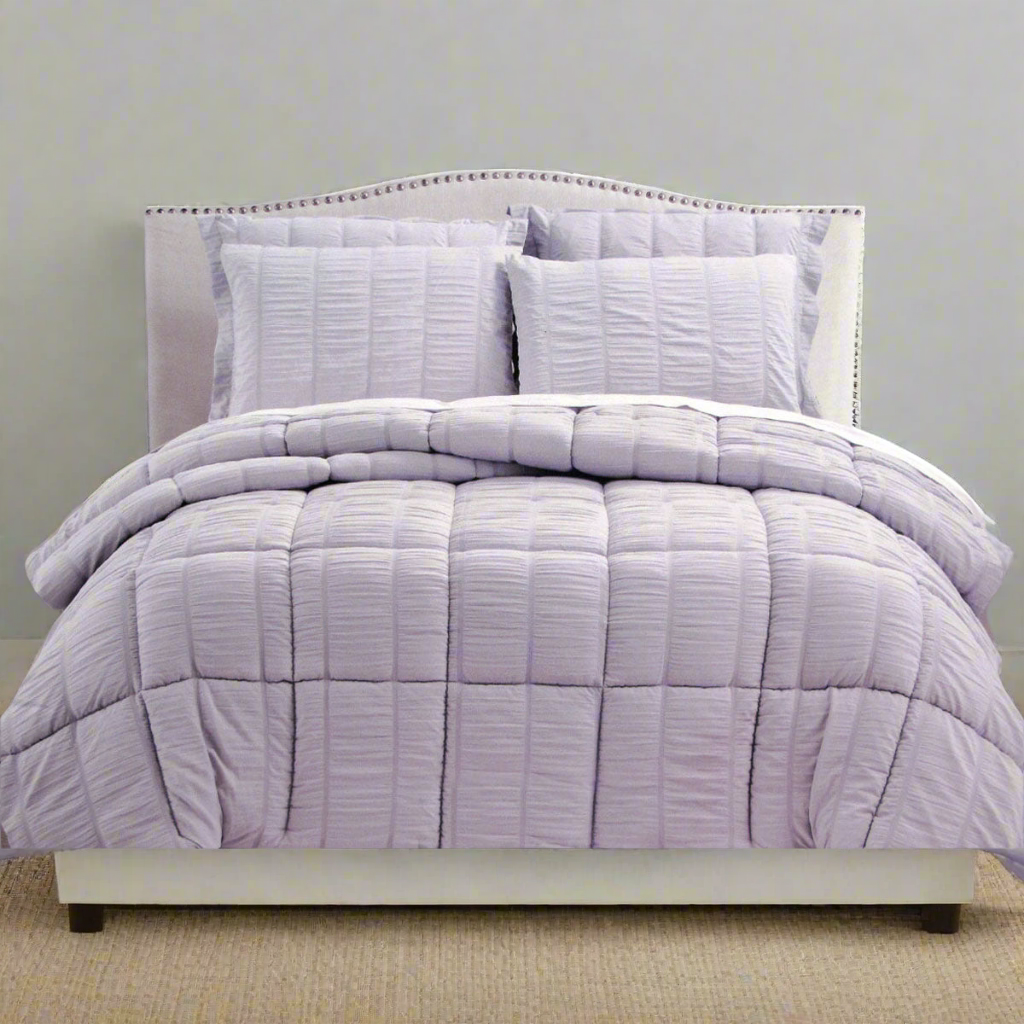 Hotel Living 3 Piece Seersucker Comforter Set King Lilac