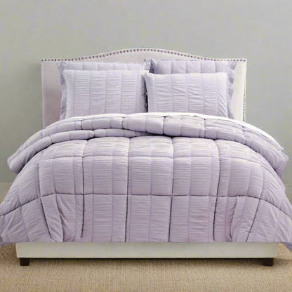 Hotel Living 3 Piece Seersucker Comforter Set King Lilac