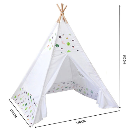 GOMINIMO Kids Teepee Tent with Side Window and Carry Case - White Forest