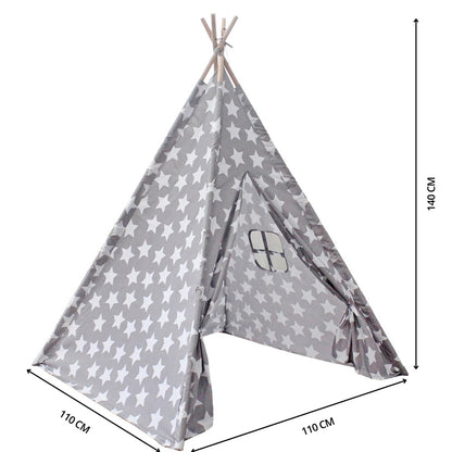 GOMINIMO Kids Teepee Tent with Side Window and Carry Case - Grey Star