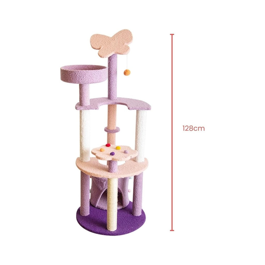 Floofi 160cm Butterfly Plush Cat Condo Cat Tree Pink Purple