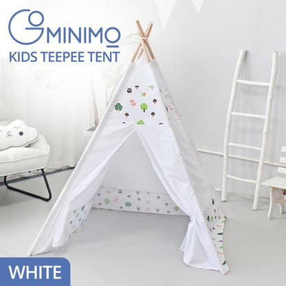 GOMINIMO Kids Teepee Tent with Side Window and Carry Case - White Forest