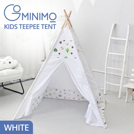 GOMINIMO Kids Teepee Tent with Side Window and Carry Case - White Forest